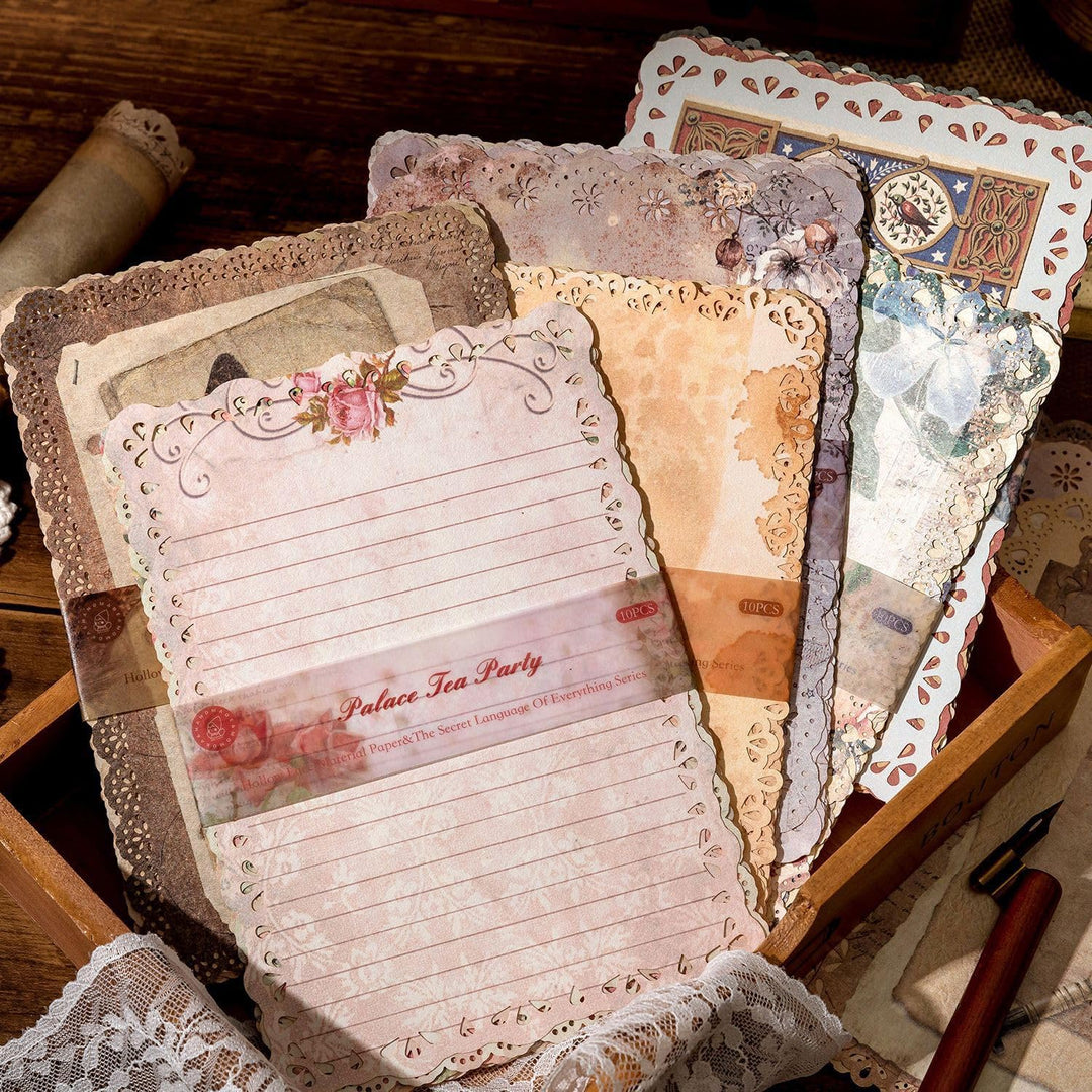 60 Blätter Spitze Kanten Scrapbook Zubehör, 6 Pack Vintage Scrapbook Papier für Bullet Journaling Zu