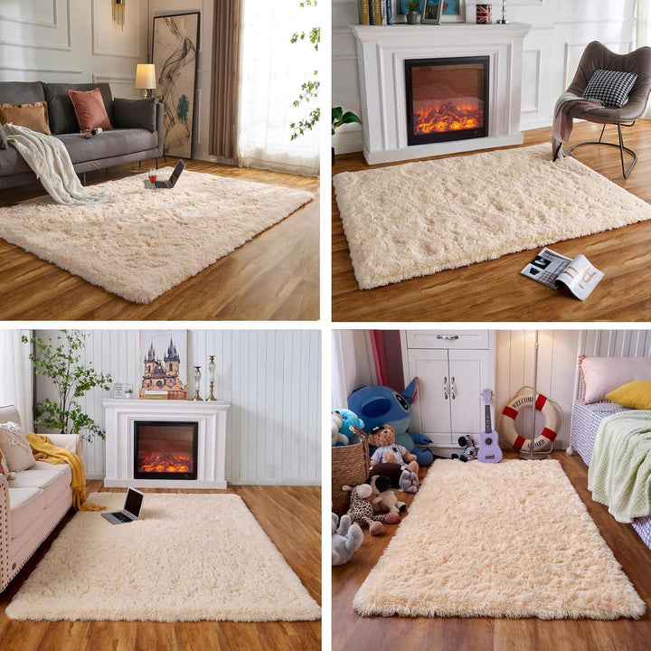 Anti-Rutsch Unterseite Waschbar Teppich,Flauschiger Teppich für Schlafzimmer,Wohnzimmer Tepich Klein