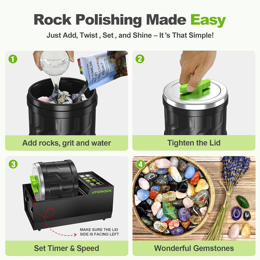 A1 Professional Rock Tumbler Kit, 1,8 kg extra grosses Fass mit modernem, bürstenlosem Motor, einste