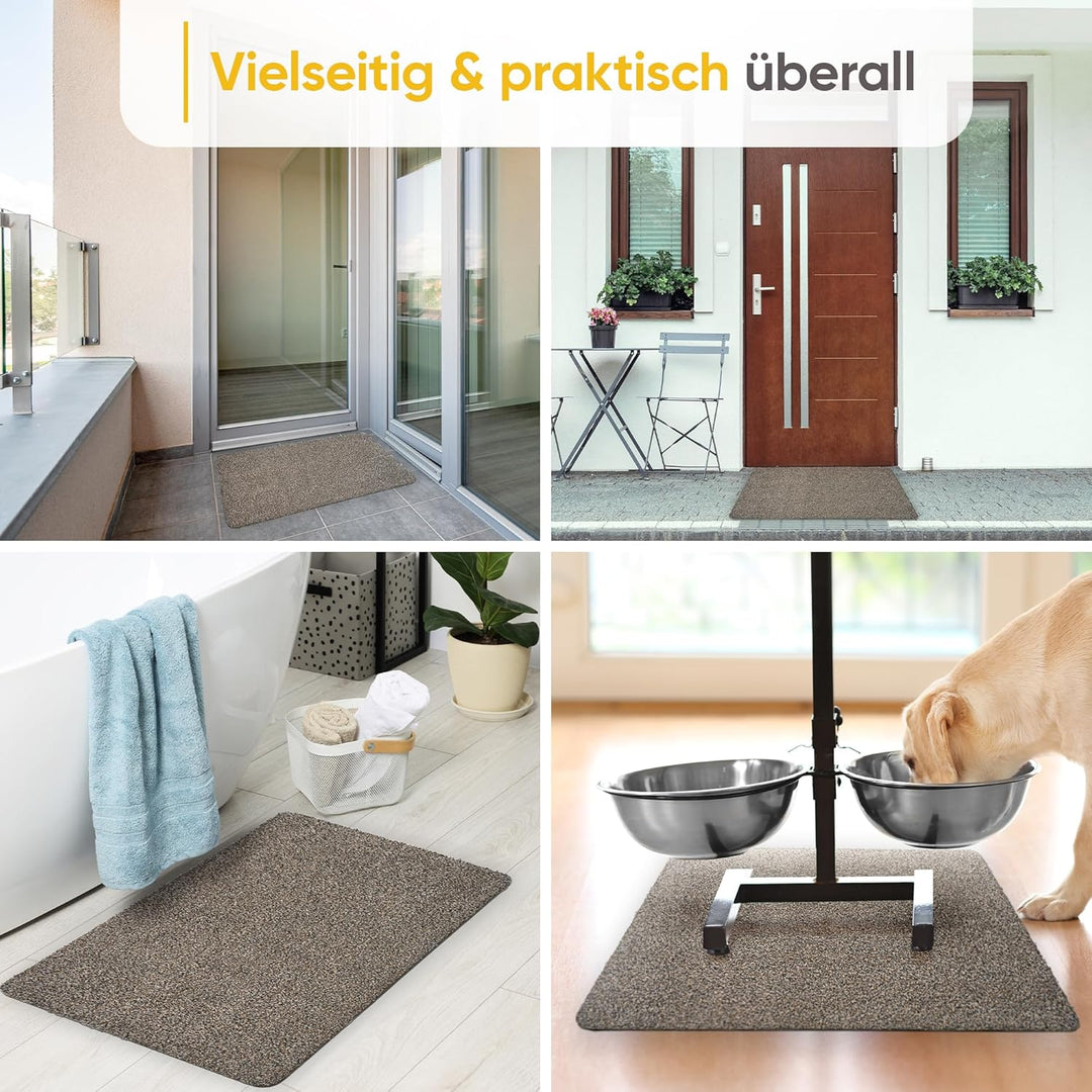 Entrando Fussmatte 60x100 cm - waschbare Schmutzfangmatte innen, Granit | Extra breite Türmatte aus