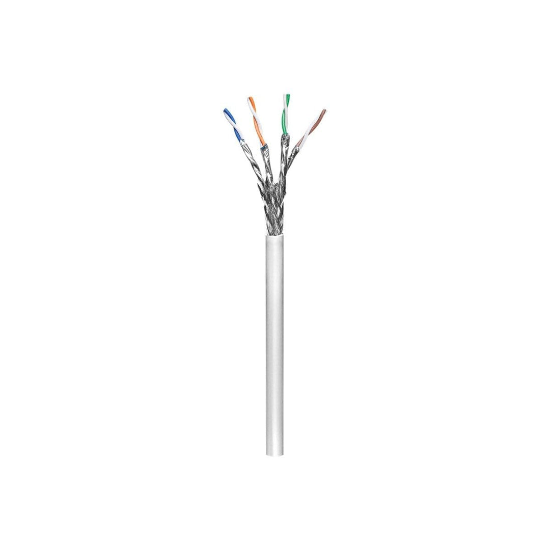 Goobay 93953 100 Meter Rolle CAT 6 Netzwerkkabel, S/FTP (PiMF), Grau - CCA Kupfergemisch, AWG 26/7 (