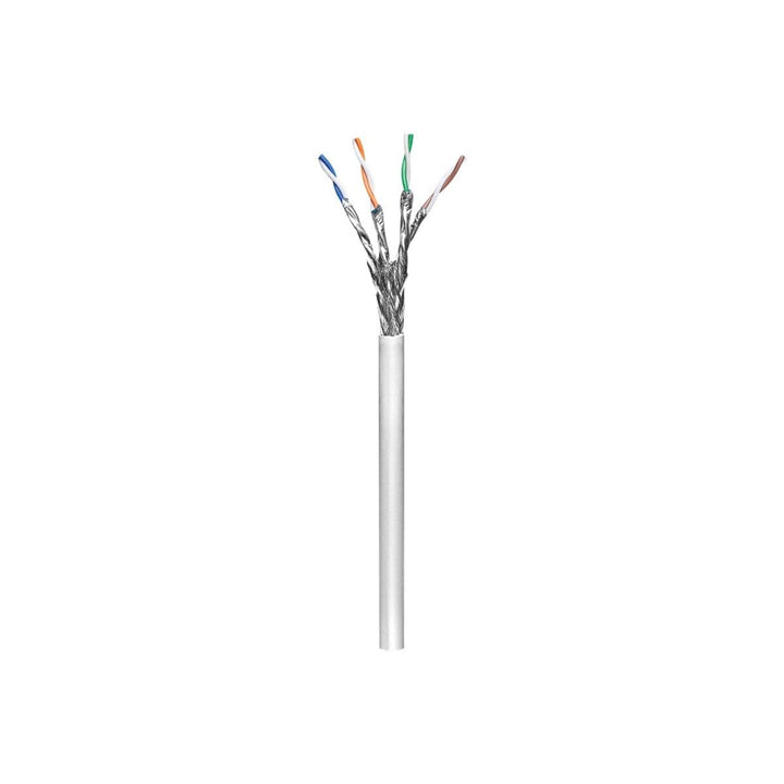 Goobay 93953 100 Meter Rolle CAT 6 Netzwerkkabel, S/FTP (PiMF), Grau - CCA Kupfergemisch, AWG 26/7 (