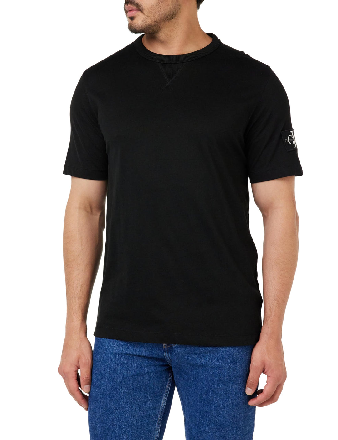 Calvin Klein Herren T-Shirt Kurzarm Badge Regular Tee Rundhalsausschnitt XXS Black (Ck Black), XXS B