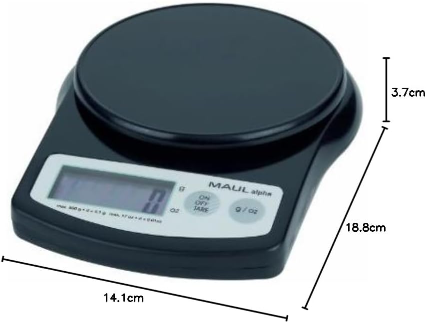 Maul 1640590 Präzisionswaage MAULalpha mit Batterie, 500 g, schwarz