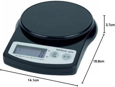 Maul 1640590 Präzisionswaage MAULalpha mit Batterie, 500 g, schwarz