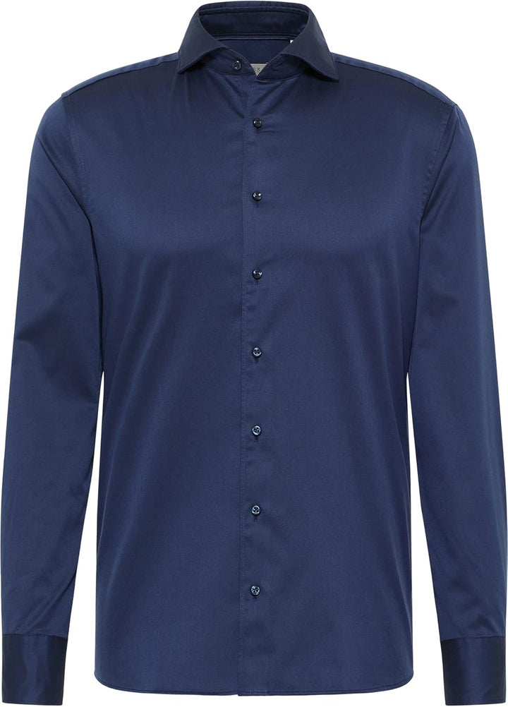 ETERNA Male Soft Luxury Shirt unifarben Slim FIT 40 Dunkelblau, 40 Dunkelblau