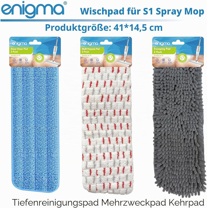 Ersatzpads für Enigma S1 Sprühwischer, 6er-Pack Tiefenreinigungs-Pads, waschbare Mikrofaser-Wischbez