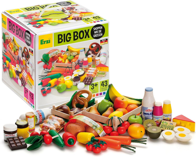 Erzi 28025 Sortierung Big Box aus Holz, Kaufladenartikel für Kinder, Rollenspiele