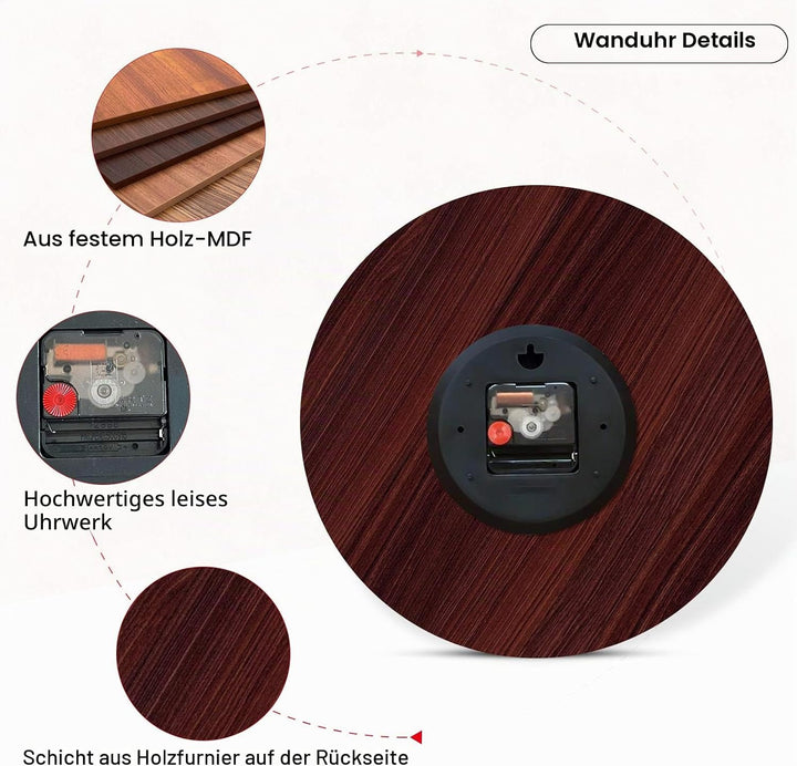 Toudorp 8 Zoll Wanduhr Französisch Retro Blumen Muster Hölzerne Wanduhr Leise Nicht Ticken Batterieb