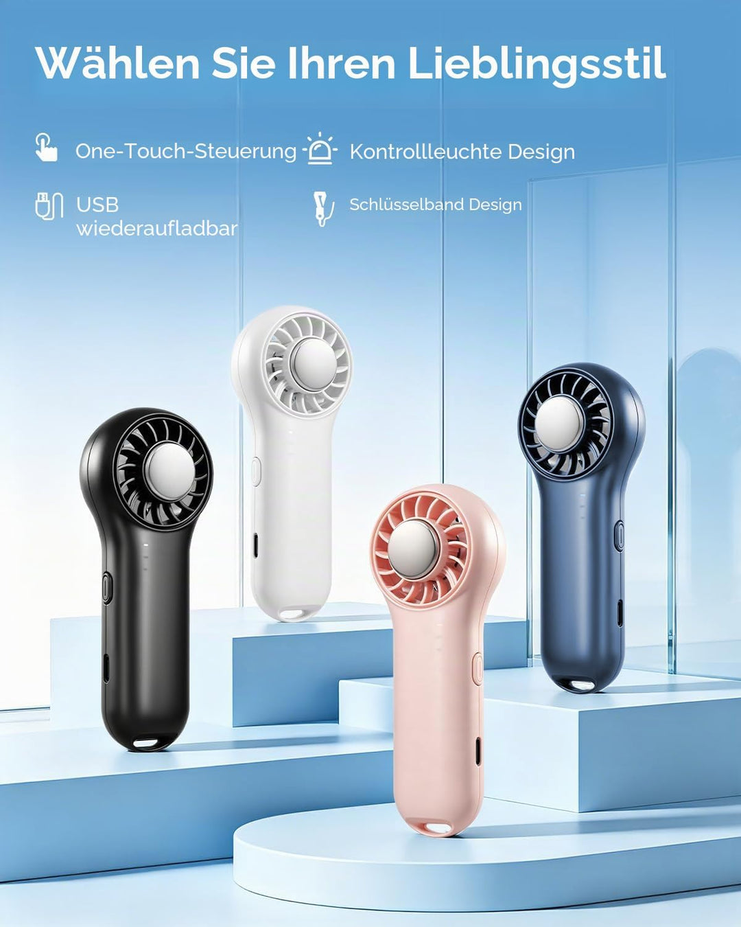 Handventilator mit Kühlfunktion, Tragbarer Mini Ventilator 20000 RPM Hochgeschwindigkeit, 20.5H Lauf