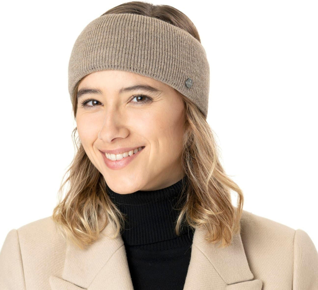 LIERYS Mono Stirnband Damen/Herren 8 cm breit - Made in Germany - dreilagiges Strickband gefüttert m