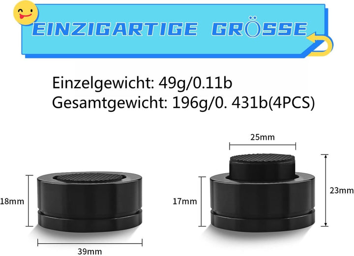 Tirstrup 4 Stück HiFi Lautsprecher Füsse 39x23mm Lautsprecher Halterung Fuss Einstellbare Isolation