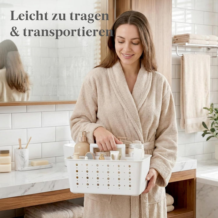 Lifewit Tragbarer Kunststoff Duschkorb mit Fächern und Griff, Putzmittel Organizer und Badezimmer Au