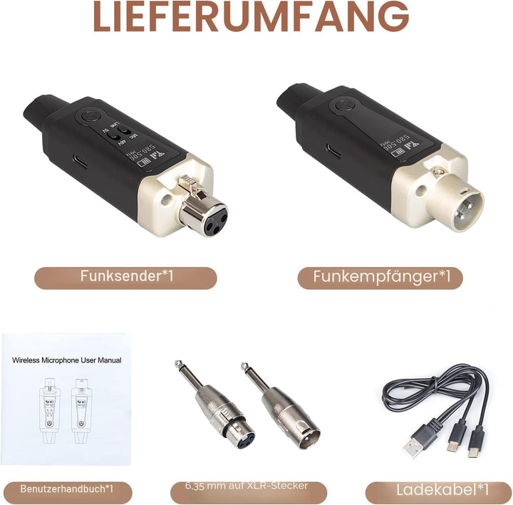 Depusheng T9 Drahtloses Mikrofon XLR Sender und XLR Empfänger Drahtloses System für dynamische und K