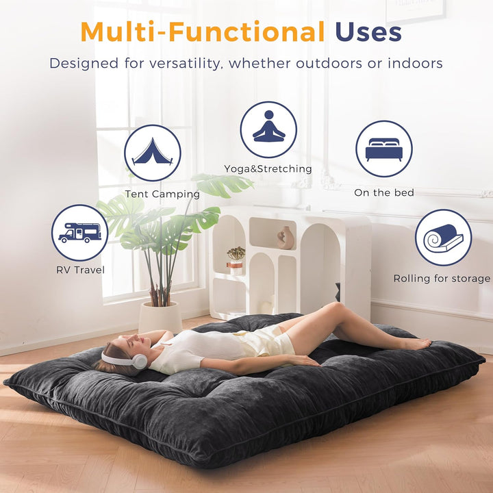 MAXYOYO Futon Matratze, Chenille-Stoff, 15cm Dick Bodenmatratze Verwendbar als Schlafsofa, Geknöpft