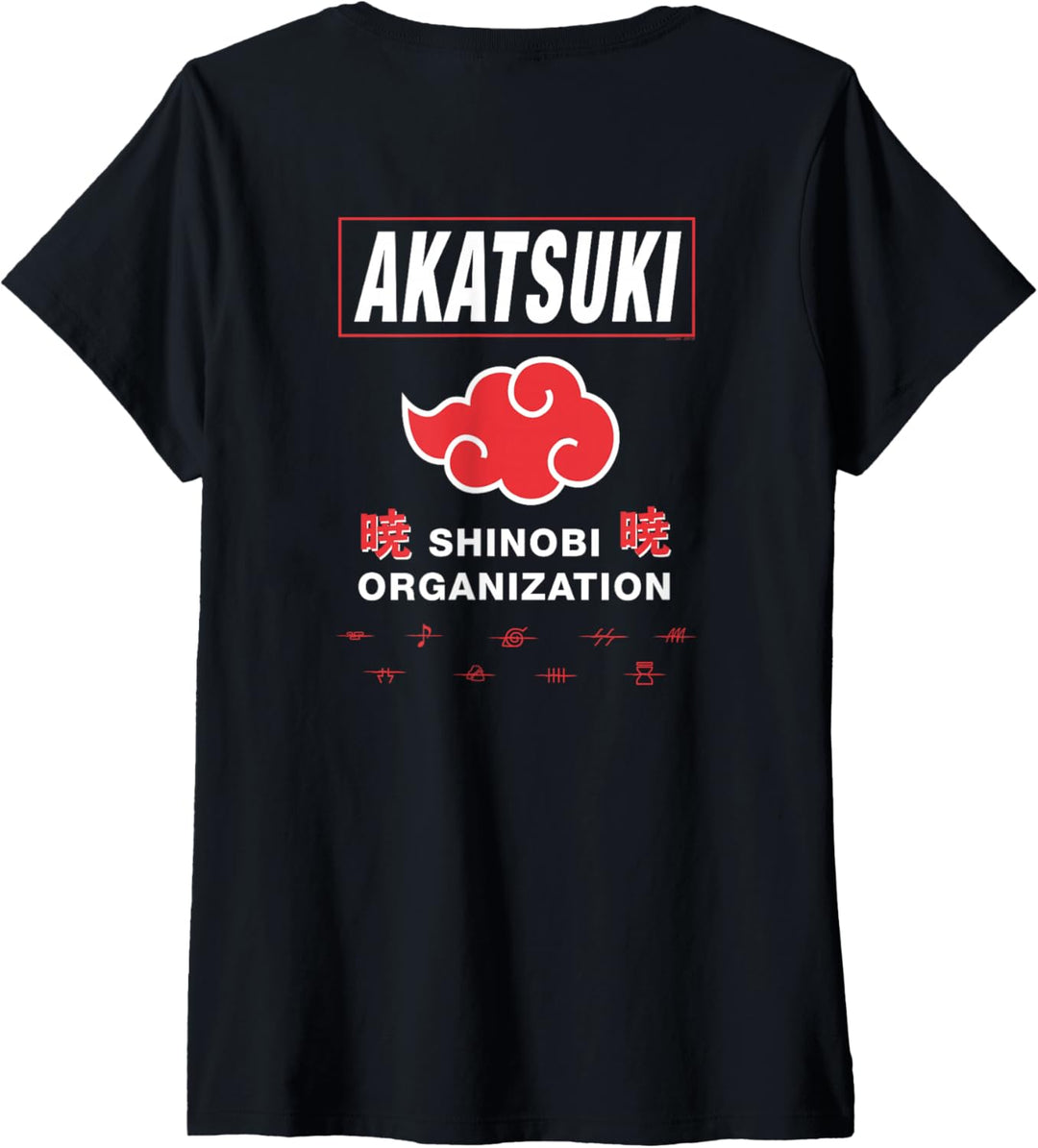 Naruto Shippuden Akatsuki Shinobi Organisation T-Shirt mit V-Ausschnitt