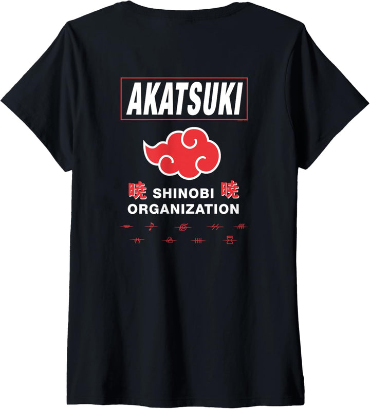 Naruto Shippuden Akatsuki Shinobi Organisation T-Shirt mit V-Ausschnitt