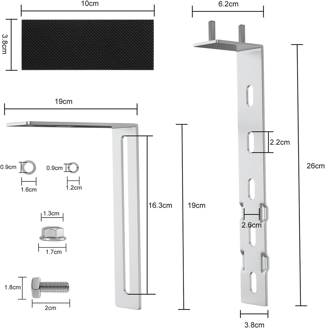 SZ-KARIDGE 4PCS Einstellbar Solarpanel Halterung Haken Balkon Behozel Balkonhaken Solarpanel Halteru