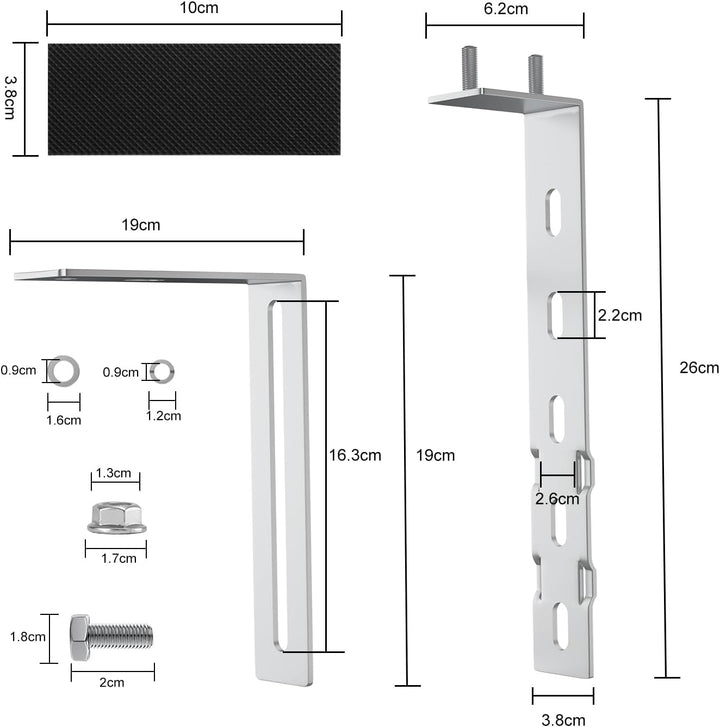 SZ-KARIDGE 4PCS Einstellbar Solarpanel Halterung Haken Balkon Behozel Balkonhaken Solarpanel Halteru