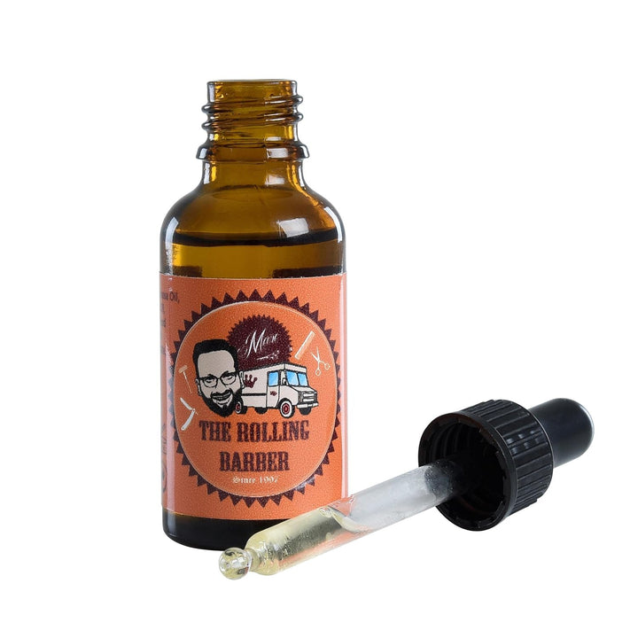 ESTEXO Bartöl Bartpflege Bart Öl 30 ml Marc the Rolling Barber Glasflasche mit Pipette, Bart Öl
