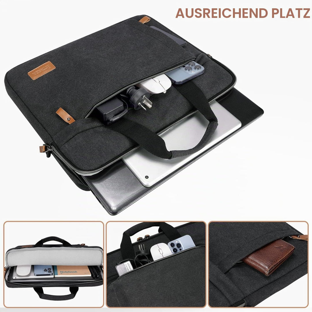 ESTARER Laptoptasche 15,6-17,3 Zoll, wasserabweisende Canvas-Computertasche für Herren, Dunkelgrau 1