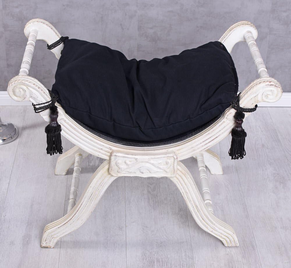 Sitzgondel Barock Hocker Shabby Chic Sitzbank Polsterbank Schwarz Weiss cat350k49 Palazzo Exklusiv