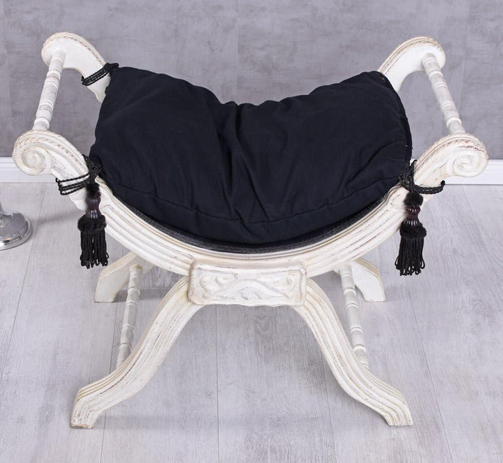 Sitzgondel Barock Hocker Shabby Chic Sitzbank Polsterbank Schwarz Weiss cat350k49 Palazzo Exklusiv
