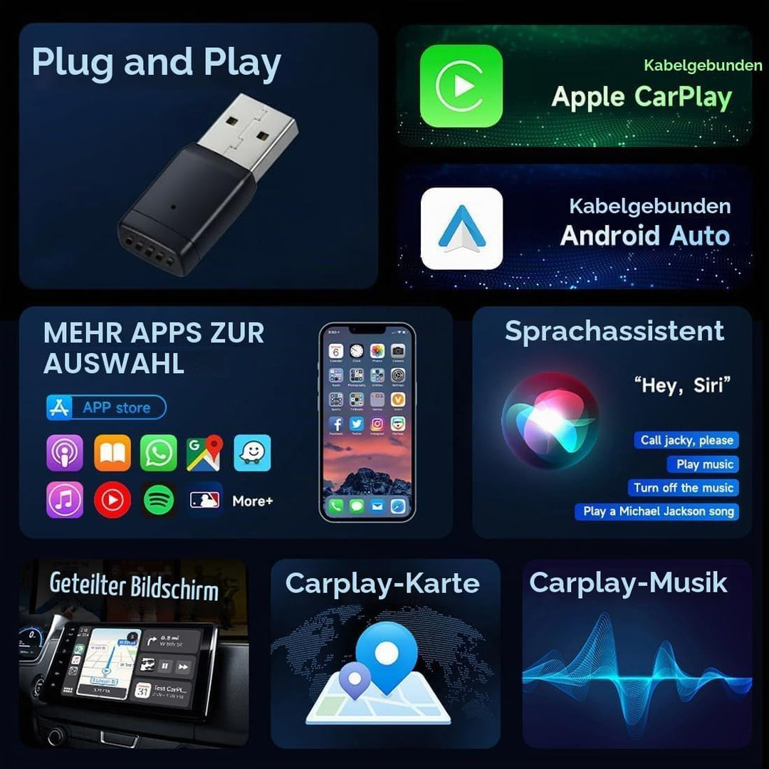 M.I.C. Wireless CarPlay &amp; Android Auto Adapter : kabellose Umwandlung von CarPlay &amp; Android Auto, US