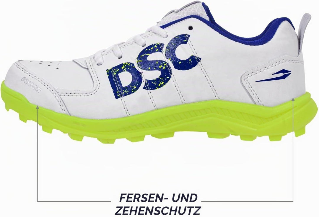 DSC Beamer Cricket Shoes | for Boys and Men | Light Weight | Durable Fluro Yellow White 36 EU, Fluro
