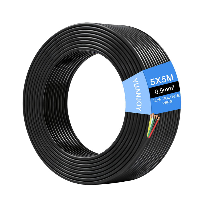5 Adriges 0,5mm² 5 Meter Fahrzeugkabel – Mehradriges Anhängerkabel, Runder Erdleiter, Schwarz, für W