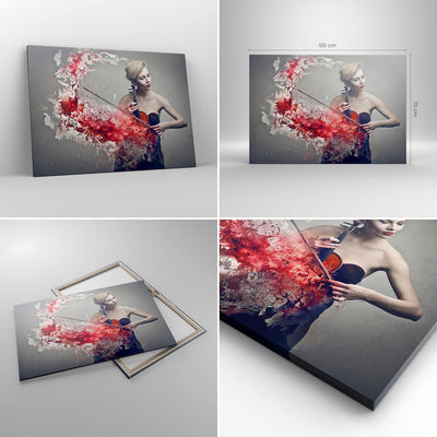 Bilder auf Leinwand 100x70cm Leinwandbild Frau Violine Musik Instrument Gross Wanddeko Bild Schlafzi