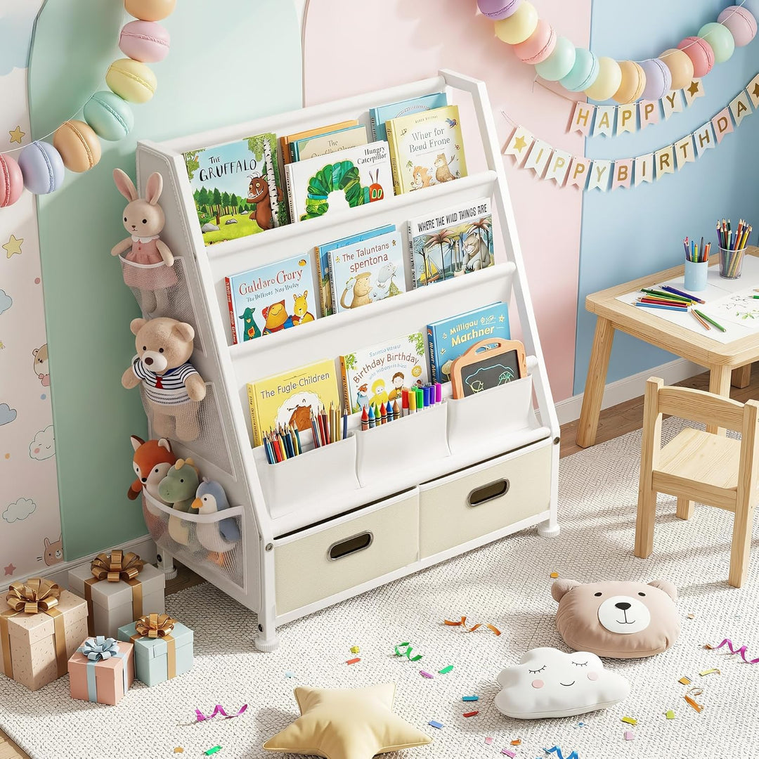 Kinderregal Kinderzimmer Weiss Offenen Aufbewahrungsregal: Kinder Bücherregal mit 3 Fächern für Büch