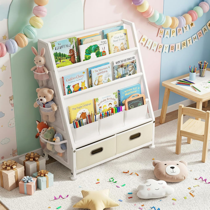 Kinderregal Kinderzimmer Weiss Offenen Aufbewahrungsregal: Kinder Bücherregal mit 3 Fächern für Büch
