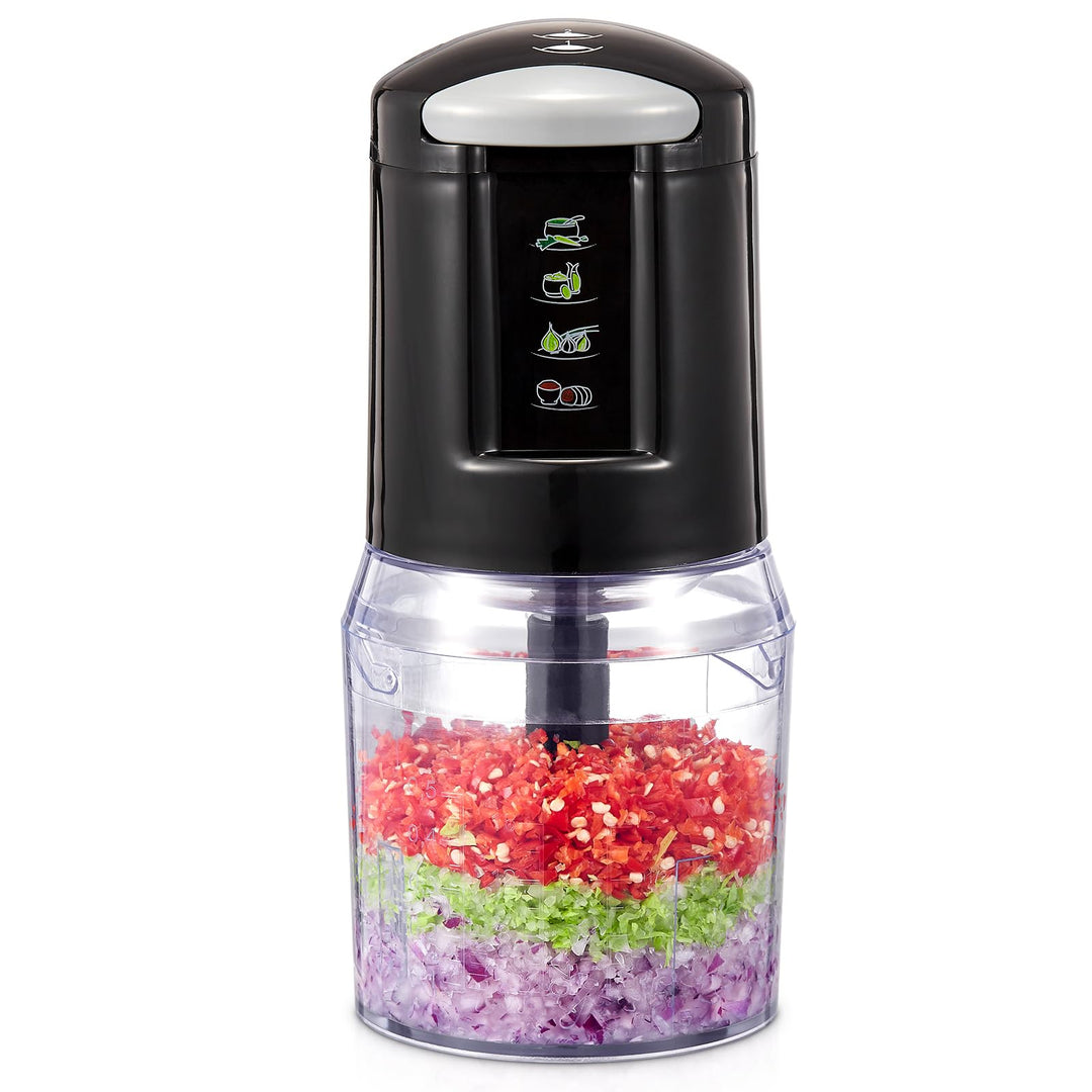 Mini Zerkleinerer Elektrisch 500ml, 300W Küchenmaschine mit 4 Edelstahlklingen & 2 Geschwindigkeiten