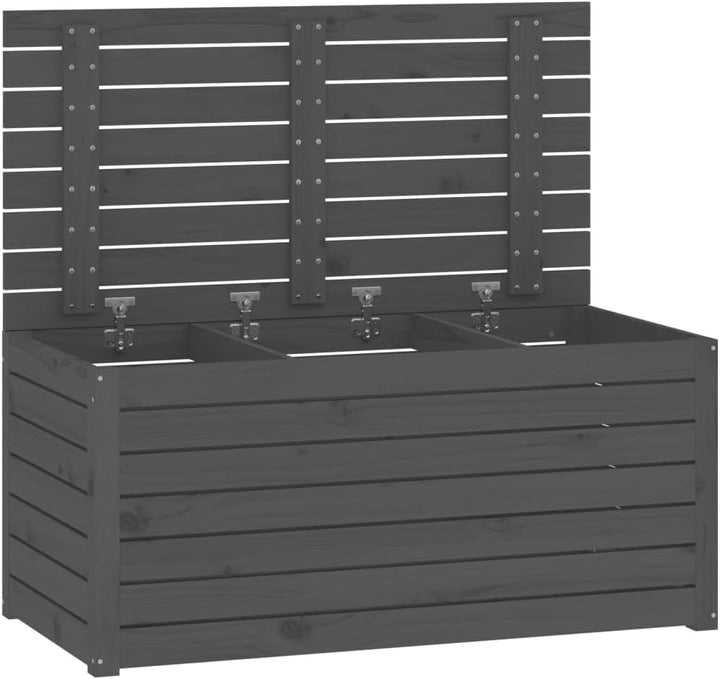 vidaXL Gartenbox Grau 101x50,5x46,5 cm Massivholz Kiefer 101 x 50.5 x 46.5 cm Grau, 101 x 50.5 x 46.
