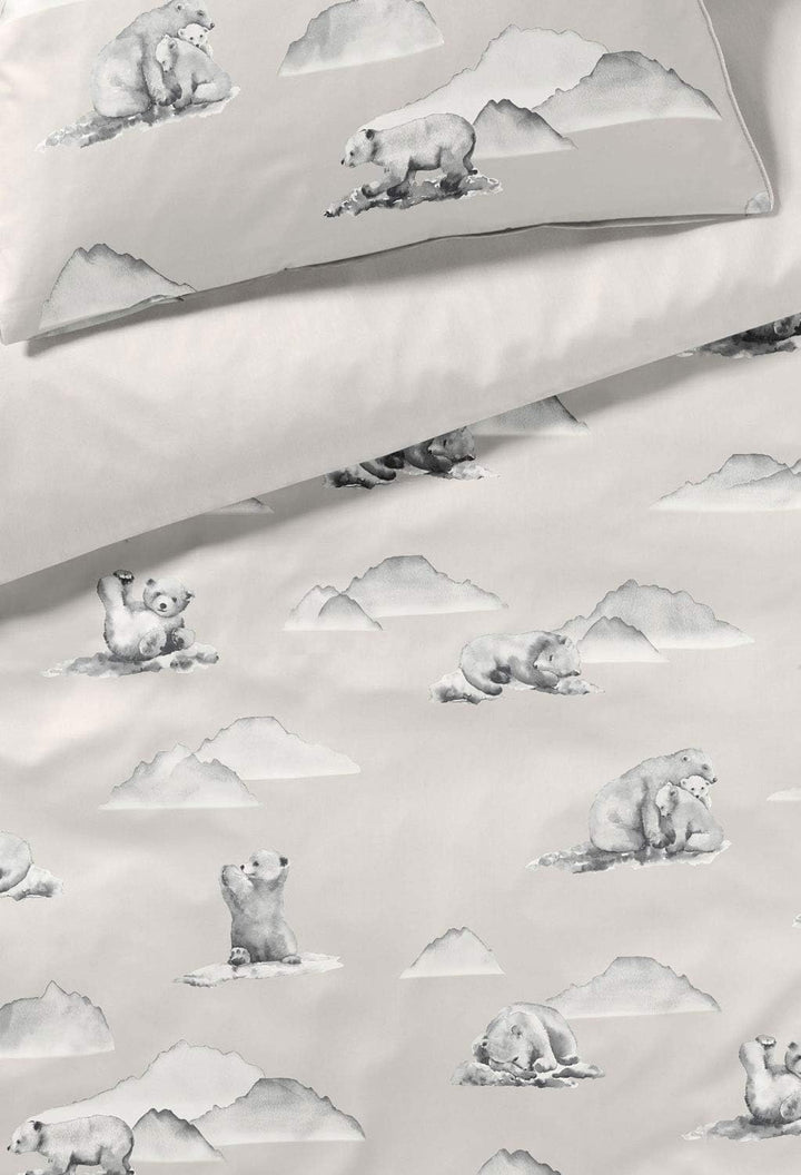 elegante Mako-Satin Bettwäsche Eisbär Natur 1 Bettbezug 135 x 200 cm + 1 Kissenbezug 80 x 80 cm, 1 B