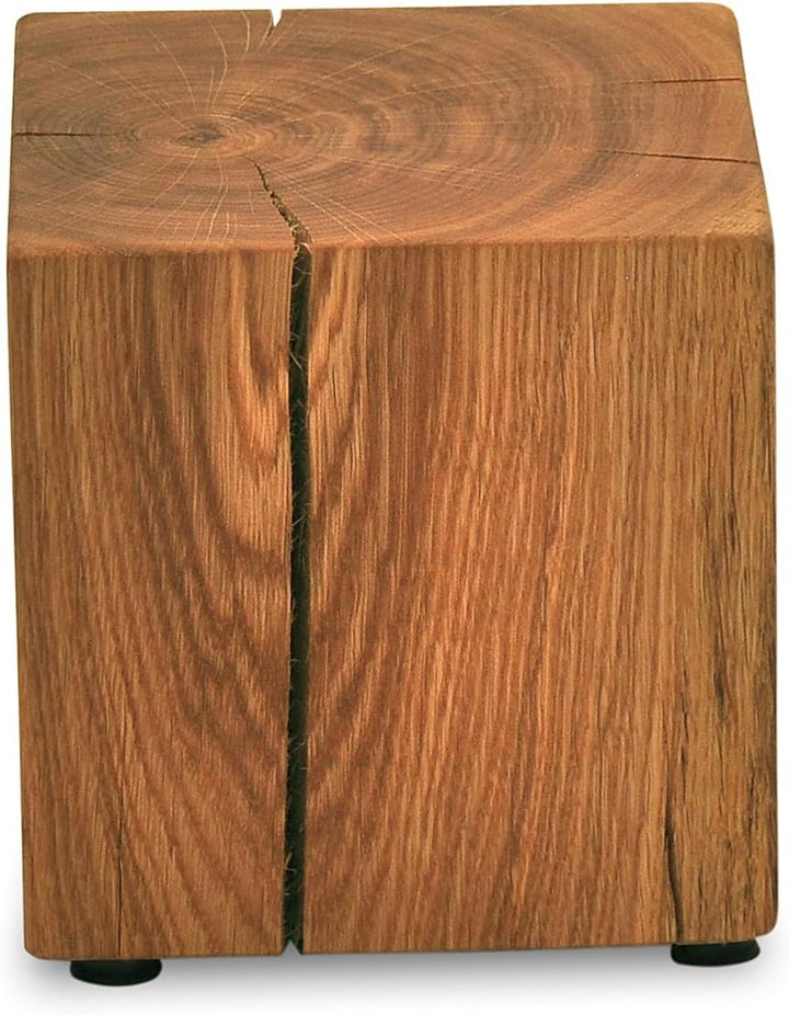 ms factory Holzblock Eiche Massiv - Handgefertigter Holzklotz - Rustikale Holzsäule - Beistelltisch