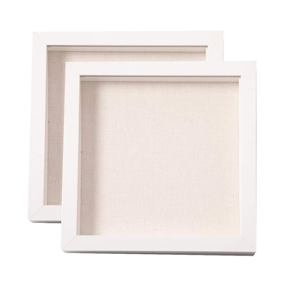 Muzilife 3D Bilderrahmen zum Befüllen 2 Stück Weiss 20x20 cm, Holz Rahmen Objektrahmen Shadow Box mi
