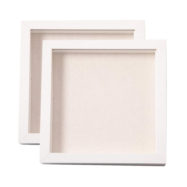 Muzilife 3D Bilderrahmen zum Befüllen 2 Stück Weiss 20x20 cm, Holz Rahmen Objektrahmen Shadow Box mi