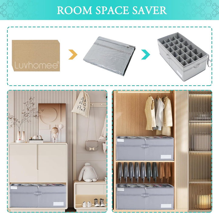 LUVHOMEE Schuhorganizer für Closet, Passt 24 Paare, grosse Schuhschrank, Schuhbox mit Durchsichtigem