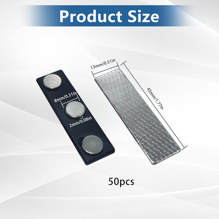 50 Stück Magnetische Namensschild, magnetischer Namensschild-Verschluss, Ausweishalter, Clip mit 3 N