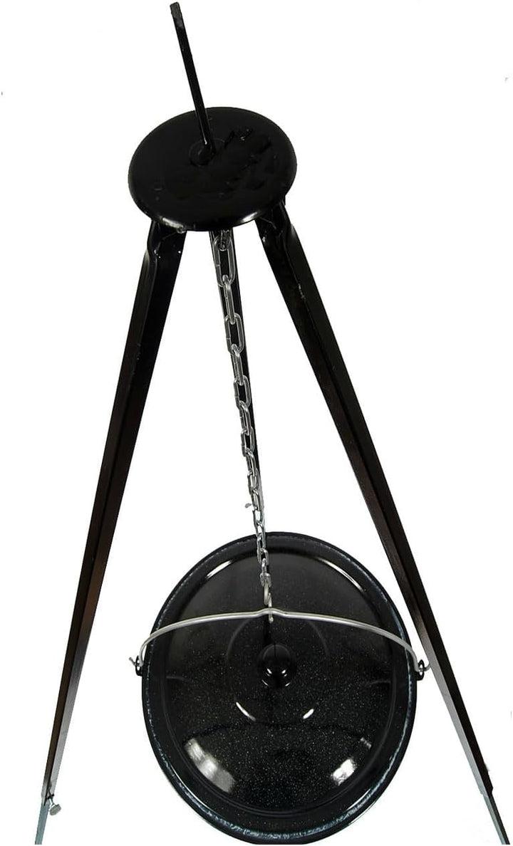 troph-e-shop Set Gulaschkessel 14 L mit Deckel Emaille und Dreibein Teleskop 90-145 cm