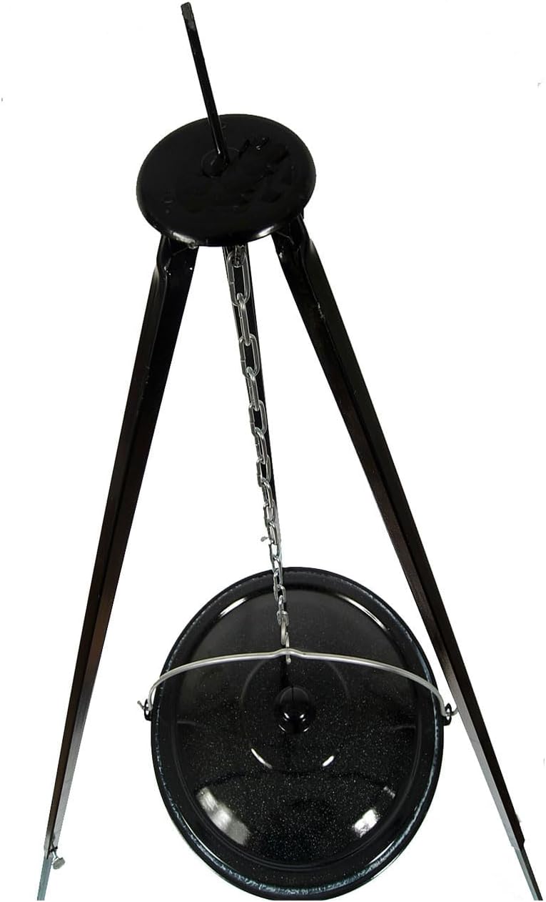 troph-e-shop Set Gulaschkessel 10 L mit Deckel Emaille und Dreibein Teleskop 90-145 cm