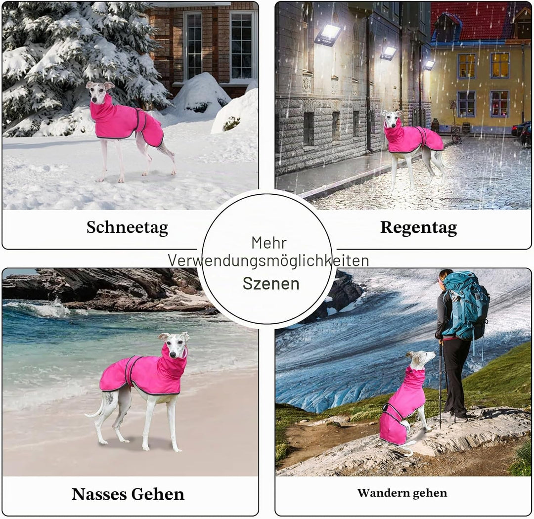 Geyecete Windhund Leicht Hundejacke Regenjacke, Hunderegenmantel Wasserdicht Verstellbar Windhundeja