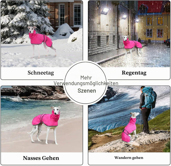 Geyecete Windhund Leicht Hundejacke Regenjacke, Hunderegenmantel Wasserdicht Verstellbar Windhundeja