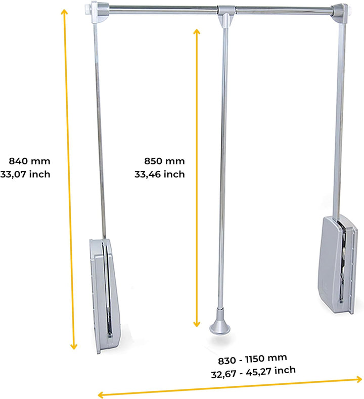 Emuca - Kleiderlift für Schrank, Ausziehbarer Kleiderlift 830-1150mm Breite, Schrankinnenseiten Mont