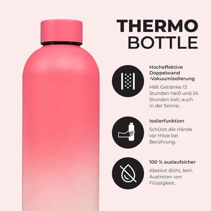 K-VIBE Isolierte Trinkflasche 750 ml – Edelstahl Thermosflasche doppelwandig & kohlensäuregeeignet –