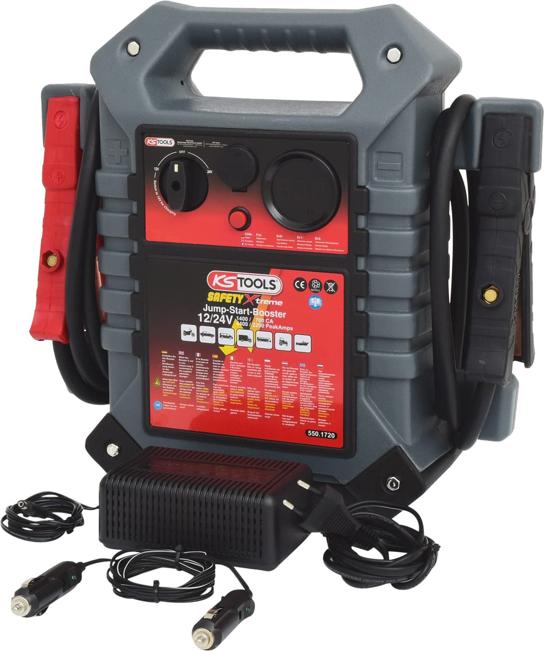 KS Tools 550.1720 12 V + 24 V Batterie-Booster, mobiles Starthilfegerät 1400 A