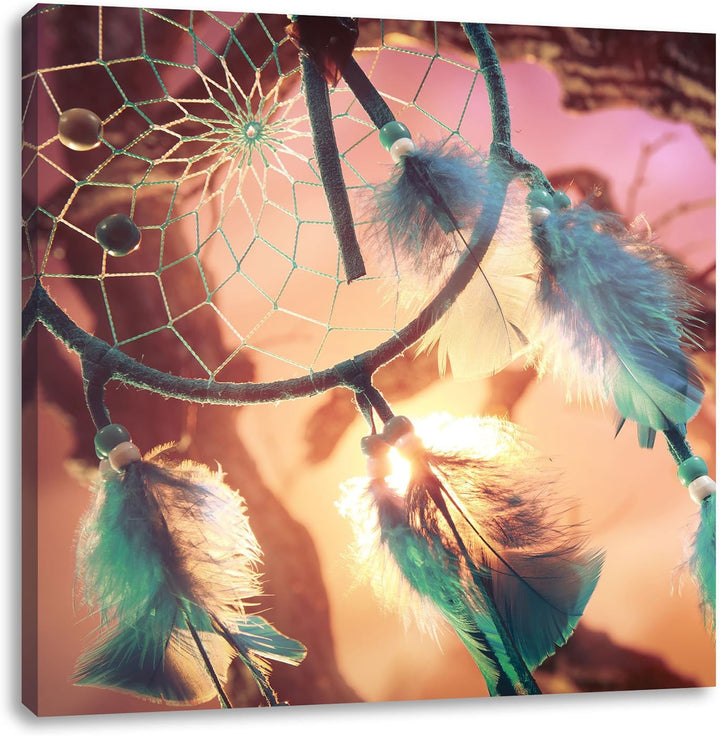 Pixxprint Traumfänger, Format: 70x70 auf Leinwand, XXL riesige Bilder fertig gerahmt mit Keilrahmen,