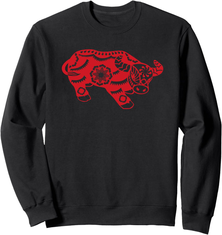 Chinesisches Neujahrs des Ochsen 2021 13 Ox Stier Viel Glück Sweatshirt
